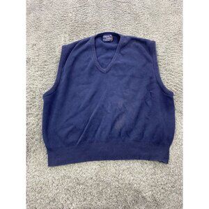 Vtg Cypress Links Sweater Vest Mens 2XL XXL Navy Blue Sleeveless V Neck Made USA